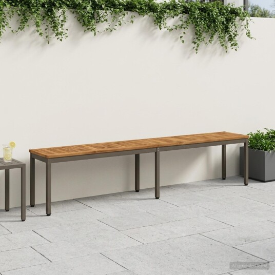 vidaXL Hagebenk 201 x 35 x 45 cm Solid akasietre Naturlig og Kaffe