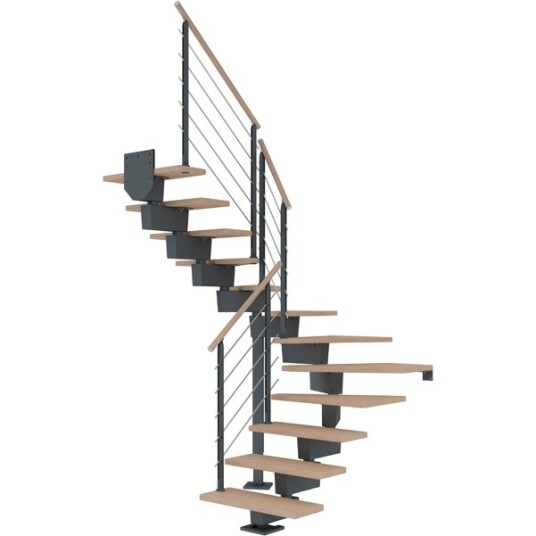 Dolle Dubai U trapp Antracit 7016 design hvitoljeret Eik 90 14   Loddret Høyde 255 315cm