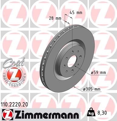 Bremseskive ZIMMERMANN 110.2220.20