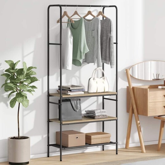  Klesstativ med hyller Sonoma eik 77 x 30 x 171 cm