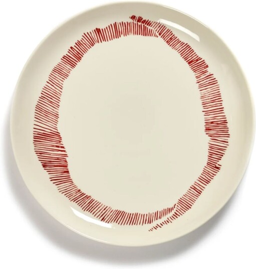 Serax Ottolenghi Feast tallerken M Ø22,5 cm 2-pakning White stripes-red