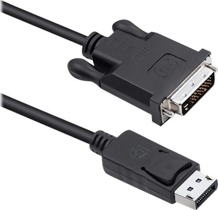 Qoltec   Adapterkabel   Displayport Hann Låst Til Dvi D Hann   1.8 M   Tommelskruer   Svart