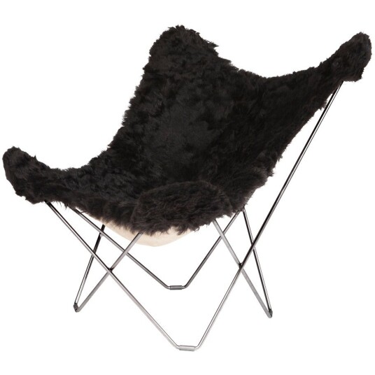 Cuero Iceland Mariposa Butterfly Stol Shorn Black/Chrome