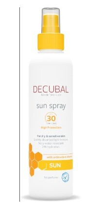 Decubal Solspray SPF30 uten parfyme 180 ml med avokadoolje og vitamin E