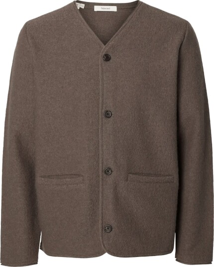 Selected Slmjin Boiled Wool Cardigan Brown S