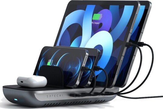 Satechi Dock5 Trådløs Ladestasjon med Hurtiglading - 20W, 4 Utganger, Grå Satechi Dock5 Trådløs Ladestasjon med Hurtiglading - 20W, 4 Utganger, Grå