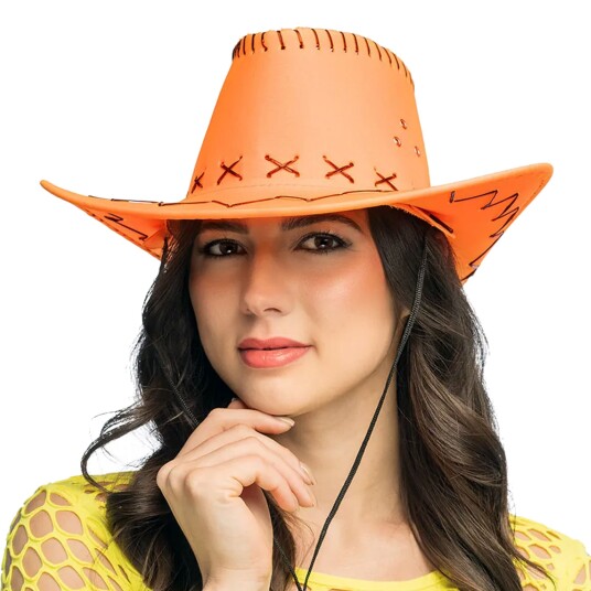 Boland Party Partners Cowboyhatt med Sømmer Neonoransje One size 01192