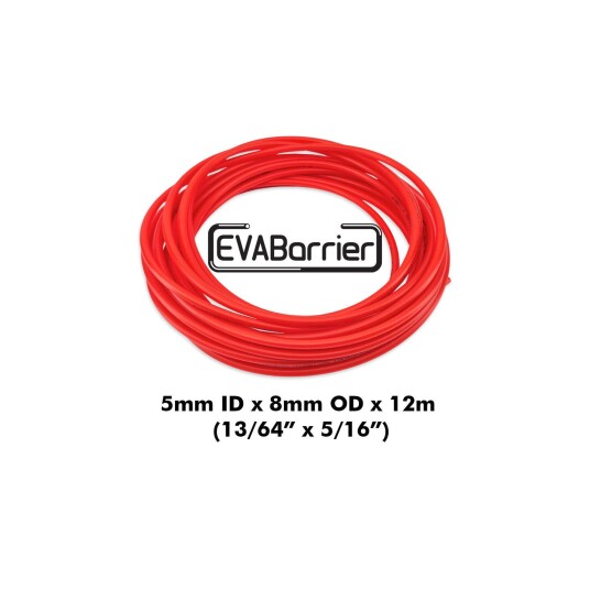 Kegland 12m EVABarrier Red 5 mm ID x 8 mm OD rød slange for CO2