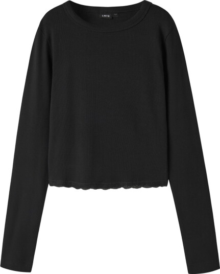 LMTD Nlfninaja Ls Crop Lace S Top Black 158 164