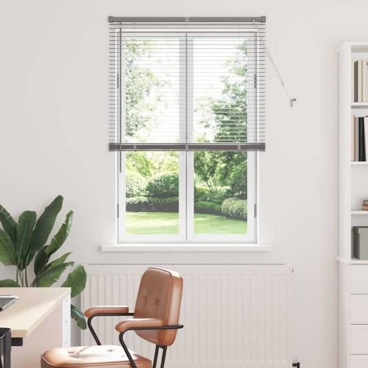 Vindu Persienne med gardiner Manual sølv Aluminium