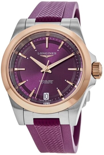 Longines Dameklokke L3.430.5.98.9 Conquest Lilla/Gummi Ø34 mm Longines Dameklokke L3.430.5.98.9 Conquest Lilla/Gummi Ø34 mm