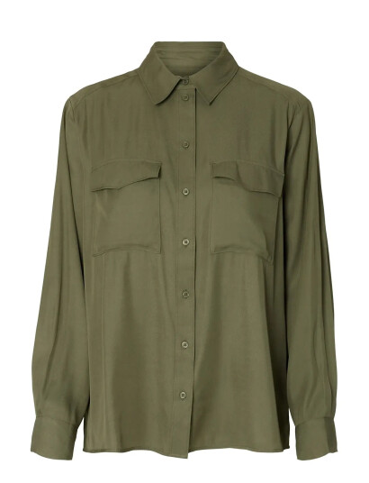 Selected Slfbeatrice Ls Relaxed Pocket Shirt B Khaki green 38 Selected Slfbeatrice Ls Relaxed Pocket Shirt B Khaki green 38