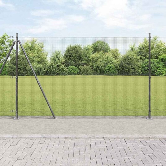 vidaXL Utendørs sveiset nettinggjerde med betongfot 25 x 1,5 m Grå