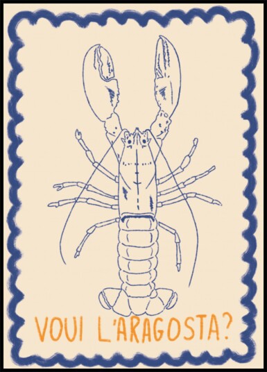 Italian Lobster Drawing Plakat / 70x100 Italian Lobster Drawing Plakat / 70x100