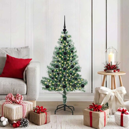 Kunstig Julesekk Snø Flocket med LED Lys Grønn og hvit 120 cm