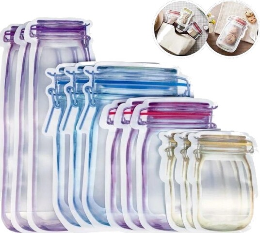 Gjenbrukbare zip lock-poser sett m/ 20 stk Gjenbrukbare zip lock-poser sett m/ 20 stk