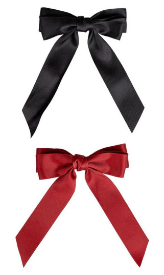 Brushworks Satin Hair Bow Duo Red & Black