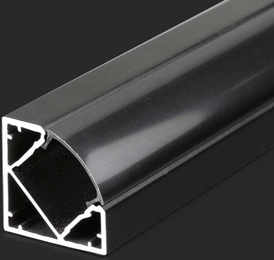 V Tac 2m hjørne aluminiumsprofil til LED strips Sort inkl. sort deksel 19x19mm