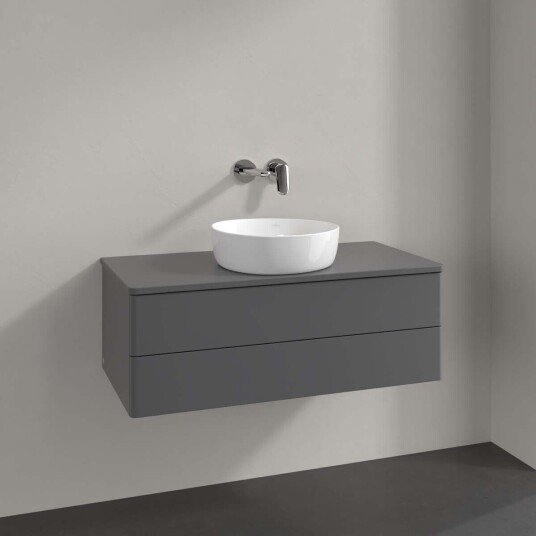 Villeroy & Boch Antao Servantskap med 2 skuffer 100x50x36 cm m/lys Antrasitt Matt Villeroy & Boch Antao Servantskap med 2 skuffer 100x50x36 cm m/lys Antrasitt Matt