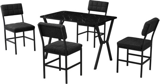 Stedum spisegruppe bord 110 cm + 4 stoler - Antrasitt og Svart