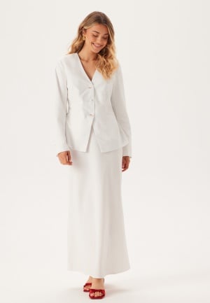 BUBBLEROOM Linen Blend Maxi Skirt Offwhite 40