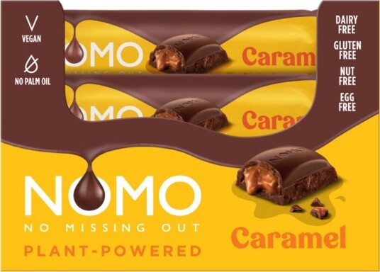 24 stk Nomo Caramel Vegansk Sjokoladebar med Karamel Hel Eske 912 gram 24 stk Nomo Caramel Vegansk Sjokoladebar med Karamel Hel Eske 912 gram