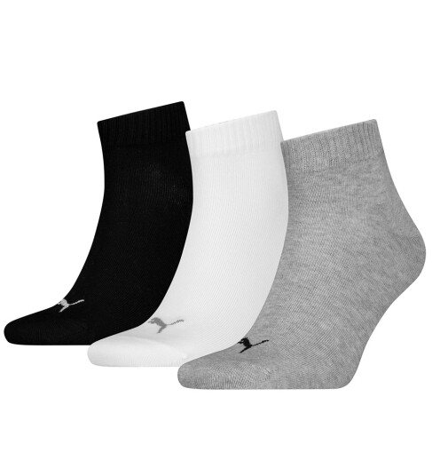 Puma Ankelsokker 3 pack Quarter Plain Grå/Hvit/Svart Puma 43/46 Sokker 43 46
