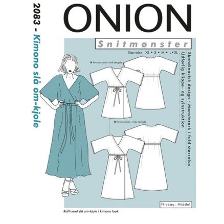 ONION Snittmønster 2083 Kimono omslagskjoleÂ Str XS XL