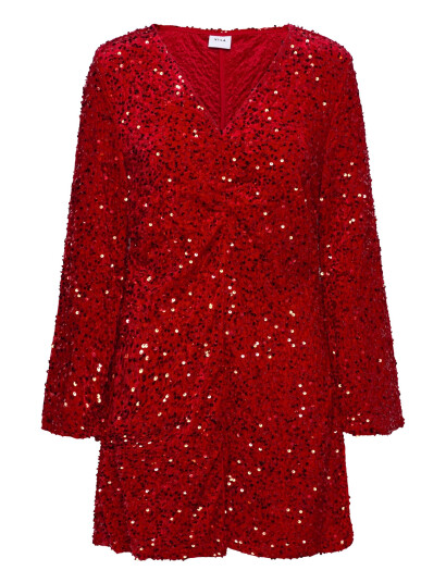 Vila Vibarina Wide Sleeve Glitter Dress - Red - XS Vila Vibarina Wide Sleeve Glitter Dress - Red - XS