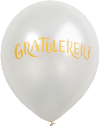6 stk 30 cm Perle Hvite Ballonger Gratulerer