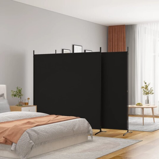 vidaXL Romdeler 3 paneler svart 525x180 cm stoff