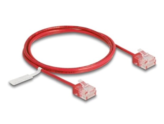 Delock Rj45 Nettverkskabel Cat.6 Utp Ultra Slim 1 M Rød Med Korte Plugger