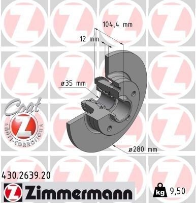 ZIMMERMANN 430.2639.20 Bremseskive