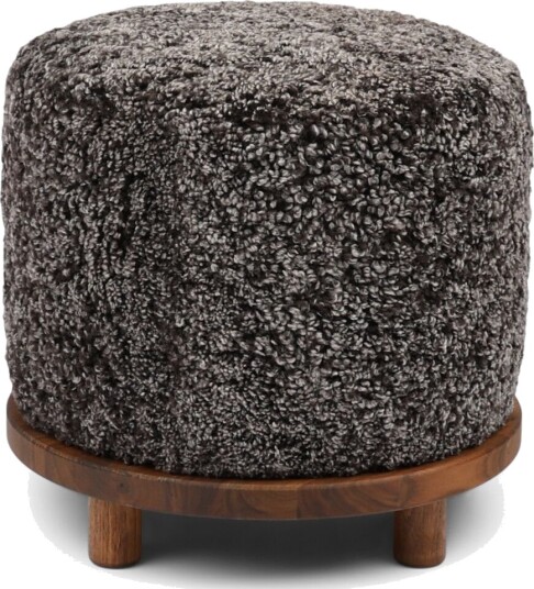 Simon pouf | Korthåret | D46xH42 cm   Cappuccino Valnøtt