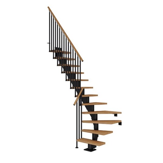 Dolle Frankfurt L-trapp Svart-classic Iii-oljeret Eik-65-11 - Loddret Høyde Op Til 258 Cm Dolle Frankfurt L-trapp Svart-classic Iii-oljeret Eik-65-11 - Loddret Høyde Op Til 258 Cm