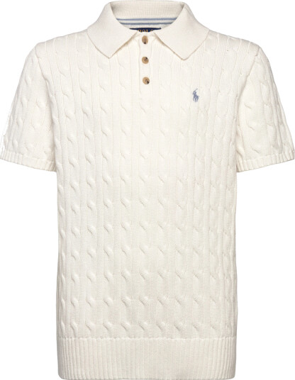 Ralph Lauren Kids Cable Knit Cotton Polo Collar Sweater Cream 132 137 Ralph Lauren Kids Cable Knit Cotton Polo Collar Sweater Cream 132 137