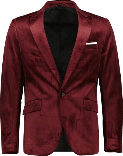 Lindbergh Velvet Blazer BURGUNDY 46