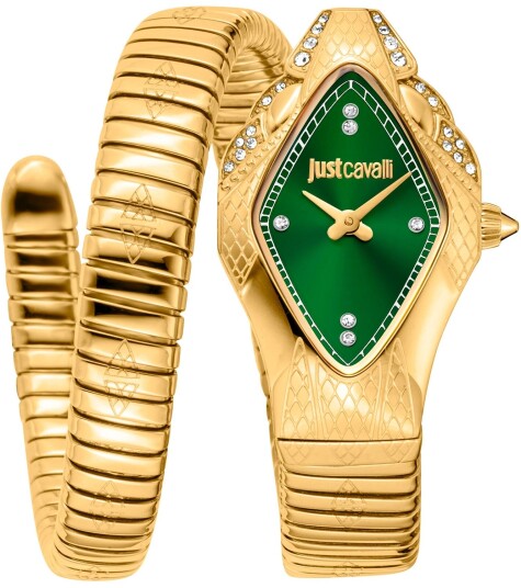 Just Cavalli Dameklokke JC1L306M0045 Signature Snake Grønn/Gulltonet Just Cavalli Dameklokke JC1L306M0045 Signature Snake Grønn/Gulltonet
