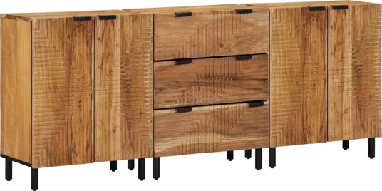 Serviesskap 3 pcs Brun 60 x 33 x 75 cm Massivt akasietre