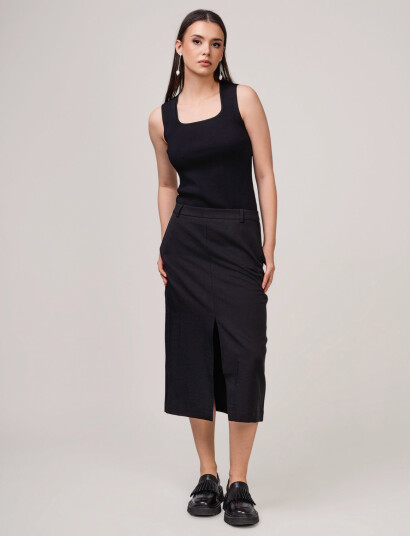 Ivo Nikkolo Linen-Blend Skirt, Said 1 - Black - 34