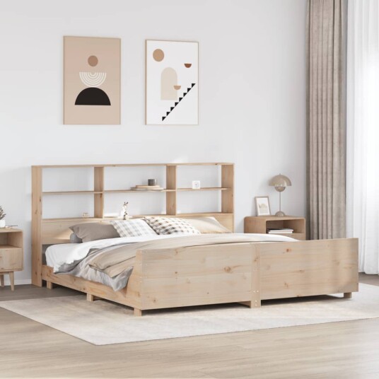 Sengeramme med madrass 200x200 cm heltre furu 8721158624642