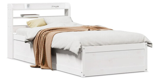 Sengeramme med hodegavl hvit 100x200 cm heltre furu 3307090