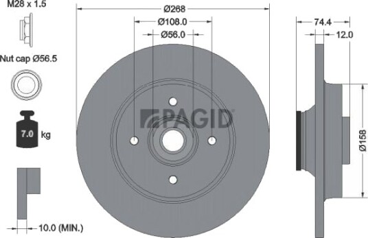 PAGID 54687NC Bremseskive