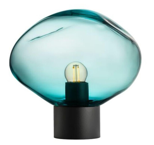 Crystal Stone bordlampe med svart base Blå