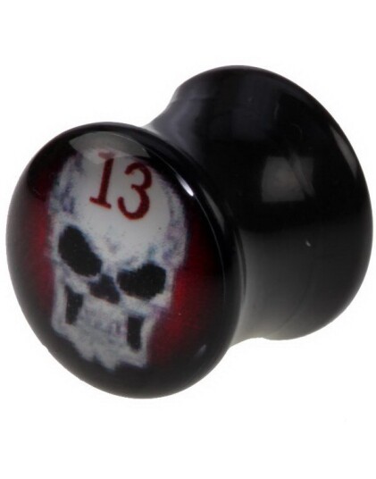 Utgått The 13 Skull Svart Piercing Plugg 10 mm