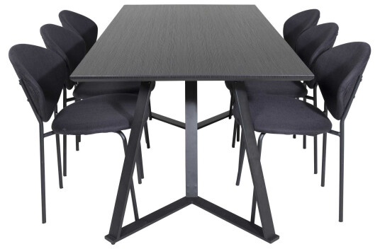 Venture Design Marina & Vault spisegruppe Svart/svart 6 st stoler & bord 180 x 90 cm