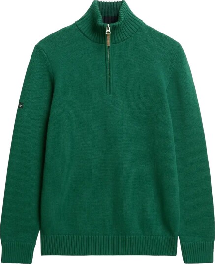 Superdry Cotton Classics Knit Henley   FOREST GREEN   M