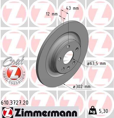 Bremseskive ZIMMERMANN 610.3727.20 Bremseskive ZIMMERMANN 610.3727.20
