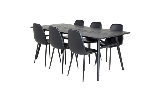 Venture Home Sleek Matgruppe Forlengningsbar 195 cm Rektangulær med 6 Polar stoler Sort