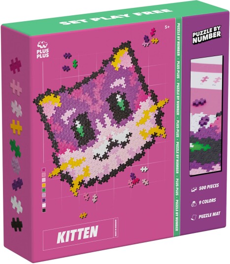 Plus-Plus Puzzle By Number Byggesett Kattunge 500 Deler